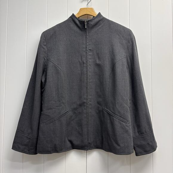 Lauren Ralph Lauren Womens Corpcore Career Worsted Wool Zip Blazer Size 12 Chic - Picture 1 of 8